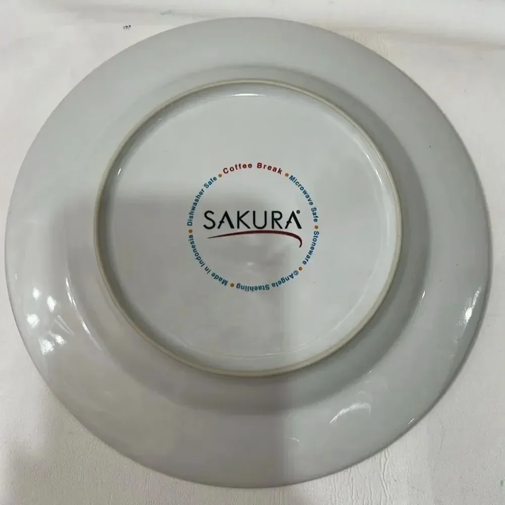Sakura Coffee Break Plates set 4 Paris Cafe New York Caffe Expresso 8 In Round
